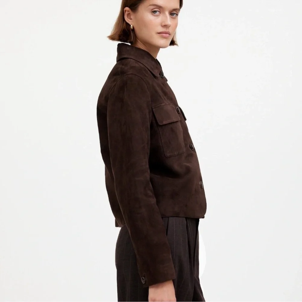Madewell Stitched-Collar Shirt-Jacket in Suede Dark Carob S - Picture 2 of 16